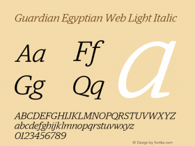 Guardian Egyptian Web Light Italic Version 001.002 2009 Font Sample