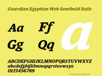 Guardian Egyptian Web Semibold Italic Version 001.002 2009 Font Sample