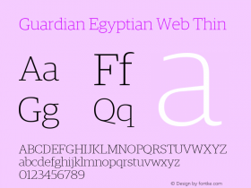 Guardian Egyptian Web Thin Version 001.002 2009 Font Sample