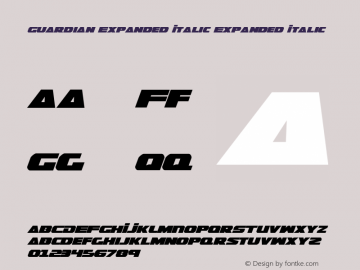 Guardian Expanded Italic Expanded Italic Version 1.1; 2008图片样张