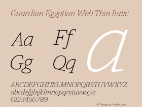 Guardian Egyptian Web Thin Italic Version 001.002 2009 Font Sample