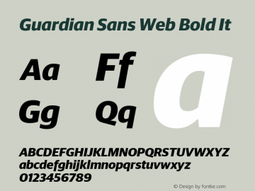 Guardian Sans Web Bold It Version 000.001 Font Sample