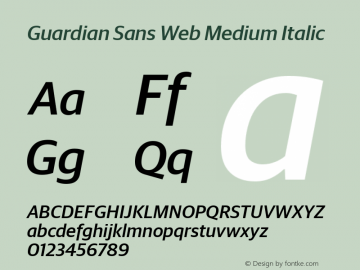 Guardian Sans Web Medium Italic Version 001.002 2009图片样张