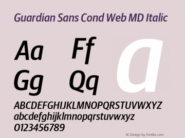 Guardian Sans Cond Web MD Italic Version 1.1 2012 Font Sample