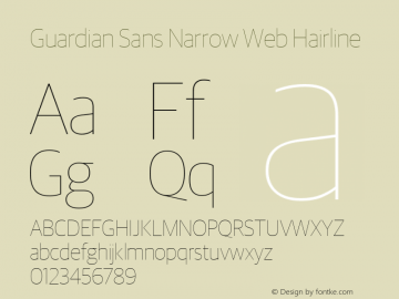 Guardian Sans Narrow Web Hairline Version 1.1 2012图片样张