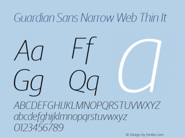 Guardian Sans Narrow Web Thin It Version 1.1 2012图片样张