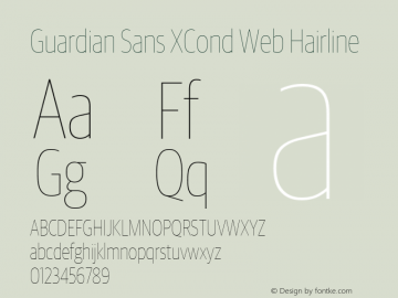 Guardian Sans XCond Web Hairline Version 1.1 2012 Font Sample