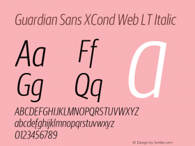 Guardian Sans XCond Web LT Italic Version 1.1 2012图片样张