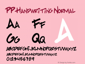 PP Handwriting Normal Macromedia Fontographer 4.1.5 97‐07‐13 Font Sample