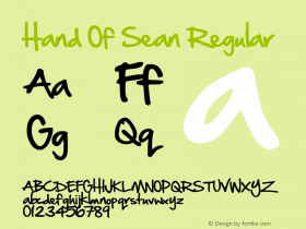 Hand Of Sean Regular Version 2 December 28th, 2009 Font Sample