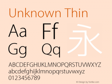 Unknown Thin Version 1.0 Font Sample