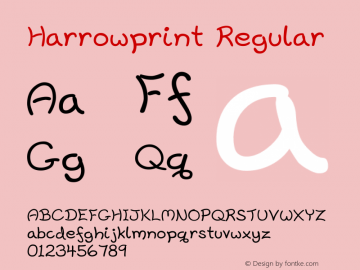 Harrowprint Regular 3.0, created using FontForge and Inkscape in Linux Font Sample