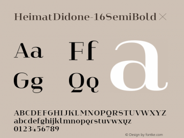 HeimatDidone-16SemiBold ☞ Version 1.000;PS 001.000;hotconv 1.0.70;makeotf.lib2.5.58329;com.myfonts.easy.atlas-font-foundry.heimat-didone.16-semi-bold.wfkit2.version.4k6Z Font Sample