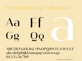 HeimatDisplay-14Regular ☞ Version 1.000;PS 001.000;hotconv 1.0.70;makeotf.lib2.5.58329;com.myfonts.easy.atlas-font-foundry.heimat-display.14-regular.wfkit2.version.4nz5图片样张