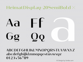 HeimatDisplay-20SemiBold ☞ Version 1.000;PS 001.000;hotconv 1.0.70;makeotf.lib2.5.58329;com.myfonts.easy.atlas-font-foundry.heimat-display.20-semi-bold.wfkit2.version.4nya图片样张