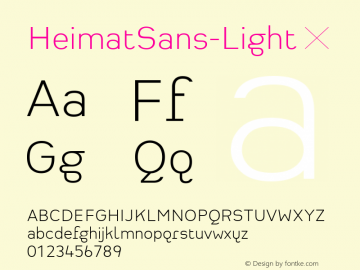 HeimatSans-Light ☞ Version 001.000;com.myfonts.easy.atlas-font-foundry.heimat-sans.light.wfkit2.version.3s8S Font Sample