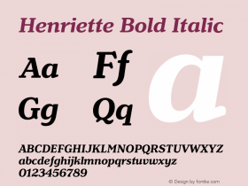 Henriette Bold Italic Version 1.004;PS 001.004;hotconv 1.0.56;makeotf.lib2.0.21325图片样张