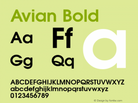 Avian Bold Macromedia Fontographer 4.1.5 5/17/98 Font Sample