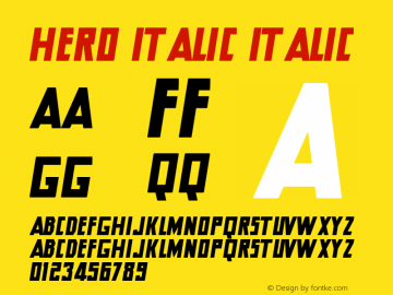 Hero Italic Italic Version 1.00 2010, initial release图片样张