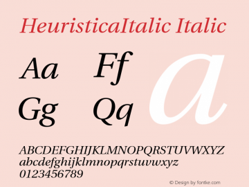 HeuristicaItalic Italic Version 1.0.1 Font Sample