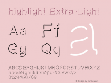 highlight Extra-Light Version 001.000 Font Sample