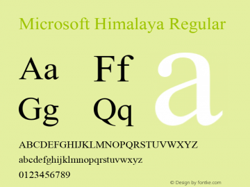 Microsoft Himalaya Regular Version 5.00 Font Sample