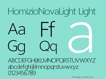 HomizioNovaLight Light Version 3.000 2012 initial release Font Sample