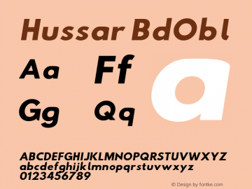 Hussar BdObl Version 2.21 Font Sample