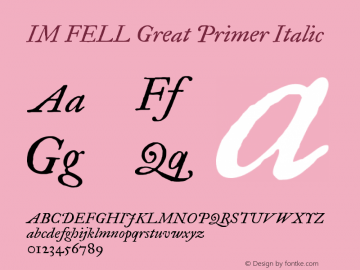 IM FELL Great Primer Italic Version 3.00图片样张