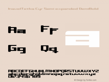 InavelTetka Cyr Semi-expanded DemiBold Version 1.0; 1999; initial release Font Sample