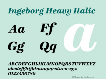 Ingeborg Heavy Italic Version 2.004 Font Sample