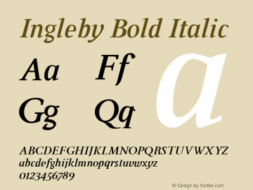 Ingleby Bold Italic Version 001.004 Font Sample