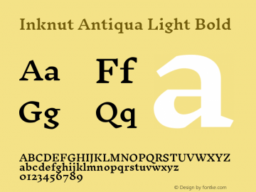 Inknut Antiqua Light Bold Version 1.001; ttfautohint (v1.2) -l 12 -r 12 -G 200 -x 14 -D deva -f deva -w G -X 