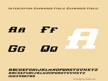 Interceptor Expanded Italic Expanded Italic 1 Font Sample