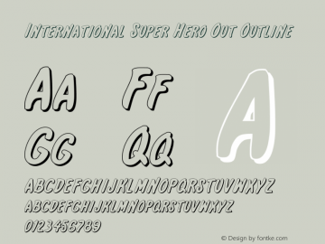 International Super Hero Out Outline 1 Font Sample