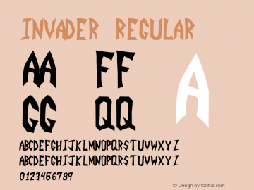 INVADER Regular Macromedia Fontographer 4.1.5 2/5/01图片样张