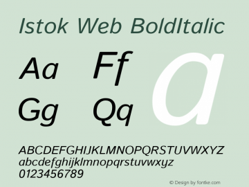 Istok Web BoldItalic Version 1.0图片样张