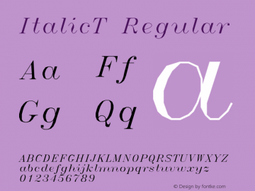 ItalicT Regular Macromedia Fontographer 4.1.3 4/14/97 Font Sample