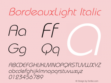 BordeauxLight Italic The IMSI MasterFonts Collection, tm 1995, 1996 IMSI (International Microcomputer Software Inc.)图片样张