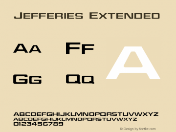Jefferies Extended Macromedia Fontographer 4.1.3 12/9/01 Font Sample