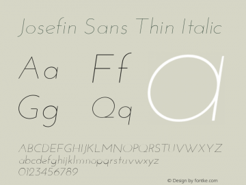 Josefin Sans Thin Italic Version 1.0 Font Sample