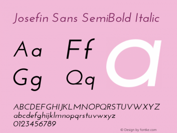 Josefin Sans SemiBold Italic Version 1.0图片样张
