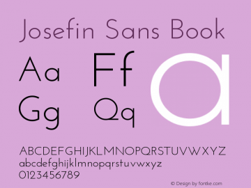 Josefin Sans Book Version 1.0 Font Sample