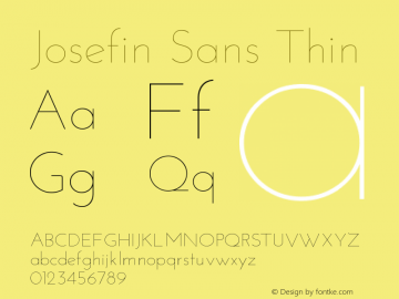 Josefin Sans Thin Version 1.0 Font Sample