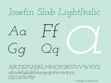 Josefin Slab LightItalic Version 1.000 Font Sample