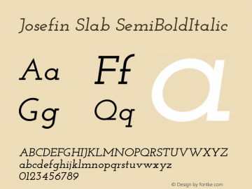 Josefin Slab SemiBoldItalic Version 1.000 Font Sample