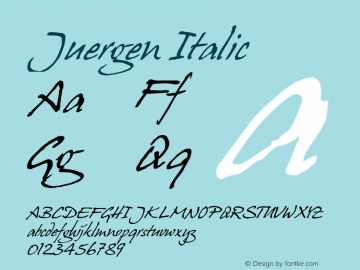 Juergen Italic Version 2.2; 1999 Font Sample