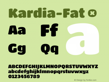 Kardia-Fat ☞ Version 1.000; ttfautohint (v1.1) -l 8 -r 50 -G 200 -x 14 -D latn -f none -w G -W -c;com.myfonts.easy.rfuenzalida.kardia.fat.wfkit2.version.4ies图片样张