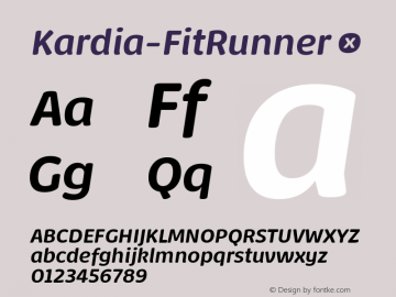 Kardia-FitRunner ☞ Version 1.000; ttfautohint (v1.1) -l 8 -r 50 -G 200 -x 14 -D latn -f none -w G -W -c;com.myfonts.easy.rfuenzalida.kardia.fit-runner.wfkit2.version.4ieE Font Sample