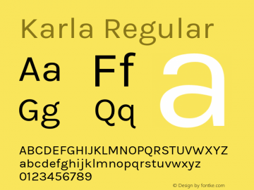 Karla Regular Version 1.000 Font Sample